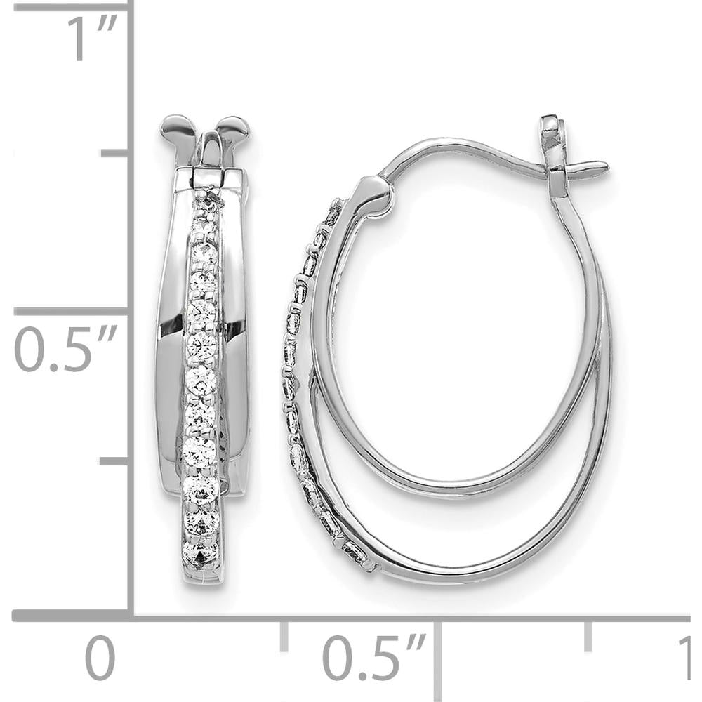 10K White Gold Diamond Hoop Earrings - 0.50 Carat Total Diamond Weight by Oro Pregiato