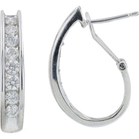 10K White Gold Diamond Hoop Earrings - 1.00 Carat Total Diamond Weight