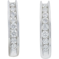 10K White Gold Diamond Hoop Earrings - 1.00 Carat Total Diamond Weight