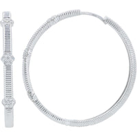 10K White Gold Diamond Hoop Earrings - 1/2 Carats Total Diamond Weight