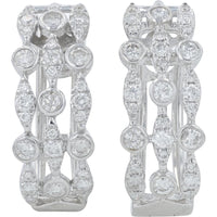 10K White Gold Diamond Hoop Earrings with 0.82 Carat Total Diamond Weight