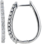 10K White Gold Diamond Hoop Earrings with Channel-Set Diamonds - 0.50 Carat Total Diamond Weight