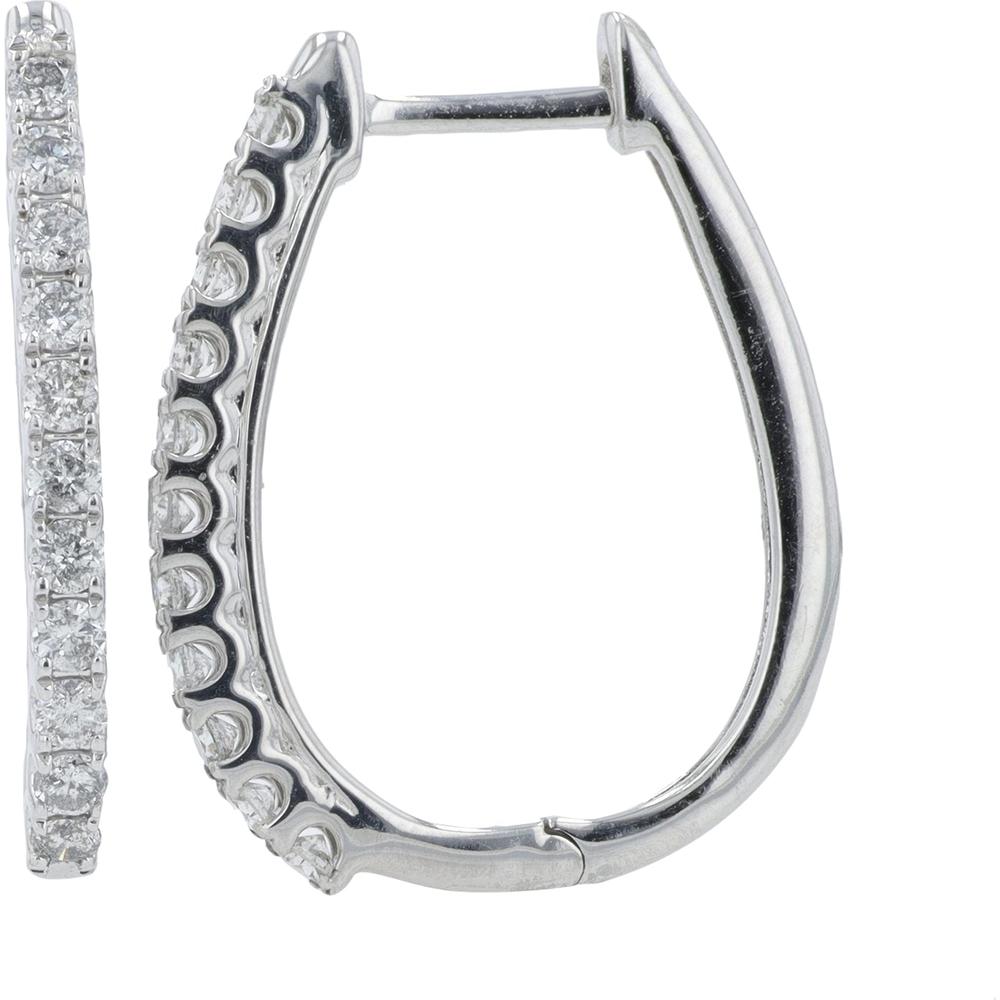 10K White Gold Diamond Hoop Earrings with Channel-Set Diamonds - 0.50 Carat Total Diamond Weight