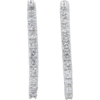 10K White Gold Diamond Hoop Earrings with Channel-Set Diamonds - 0.50 Carat Total Diamond Weight