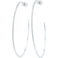 10K White Gold Diamond Hoops with Prong-Set Diamonds - 0.33 Carats Total Diamond Weight