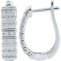 10K White Gold Diamond Huggie Hoops - 1/2 Carat Total Diamond Weight