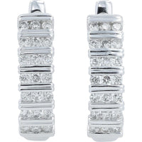 10K White Gold Diamond Huggie Hoops - 1/2 Carat Total Diamond Weight