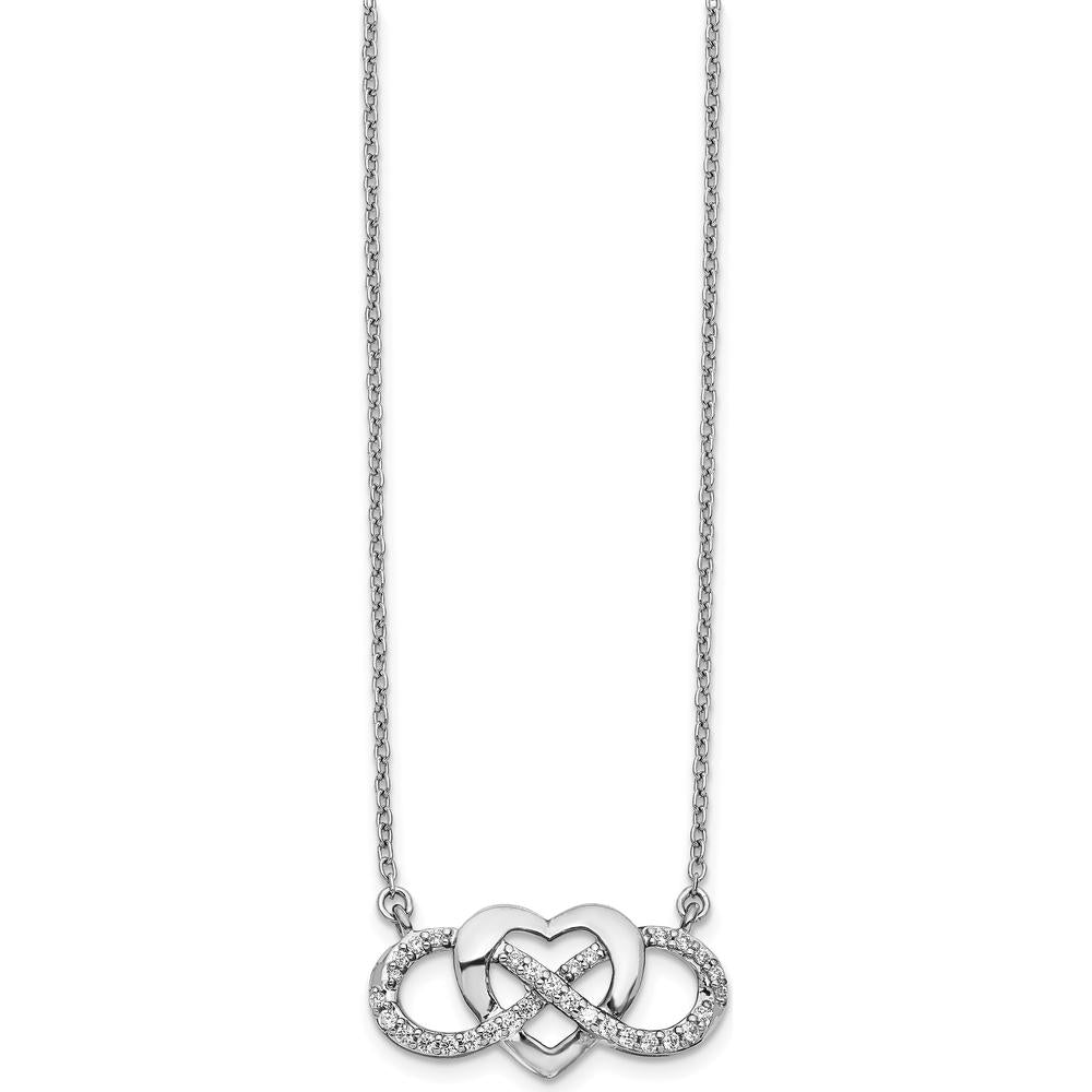 10K White Gold Diamond Infinity Heart Pendant Necklace - 0.25 Carat Total Diamond Weight by Oro Pregiato