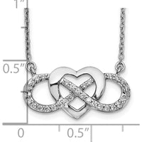 10K White Gold Diamond Infinity Heart Pendant Necklace - 0.25 Carat Total Diamond Weight by Oro Pregiato