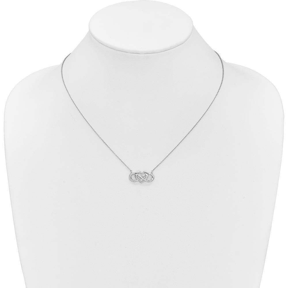 10K White Gold Diamond Infinity Heart Pendant Necklace - 0.25 Carat Total Diamond Weight by Oro Pregiato