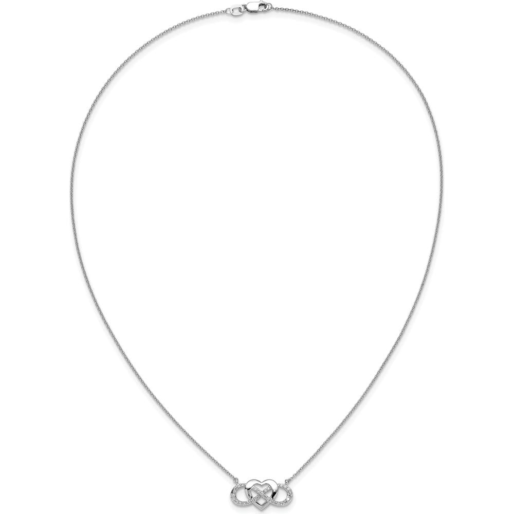 10K White Gold Diamond Infinity Heart Pendant Necklace - 0.25 Carat Total Diamond Weight by Oro Pregiato