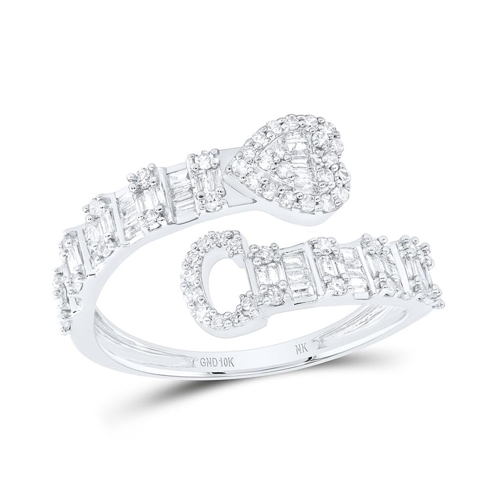 10K White Gold Diamond Initial C Ring - 1/2 Carat Total Diamond Weight