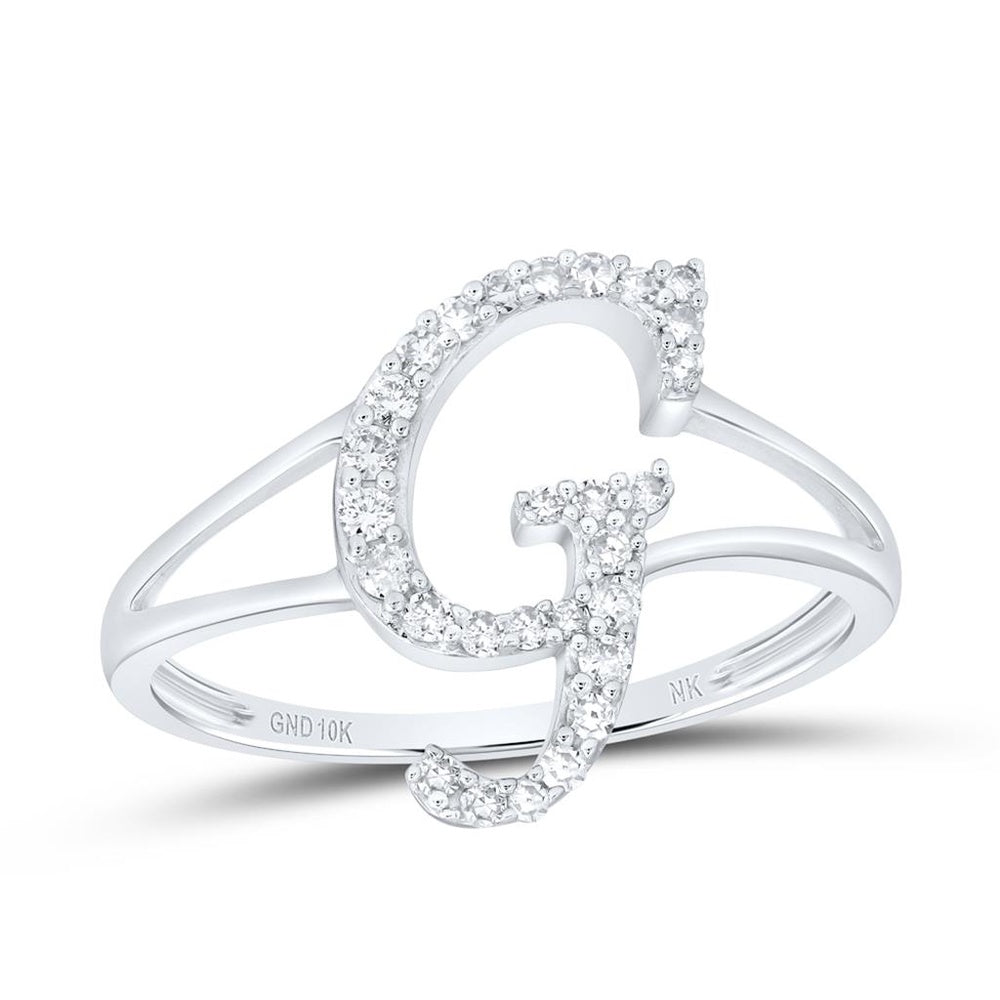 10K White Gold Diamond Initial G Ring - 1/5 Carat Total Diamond Weight