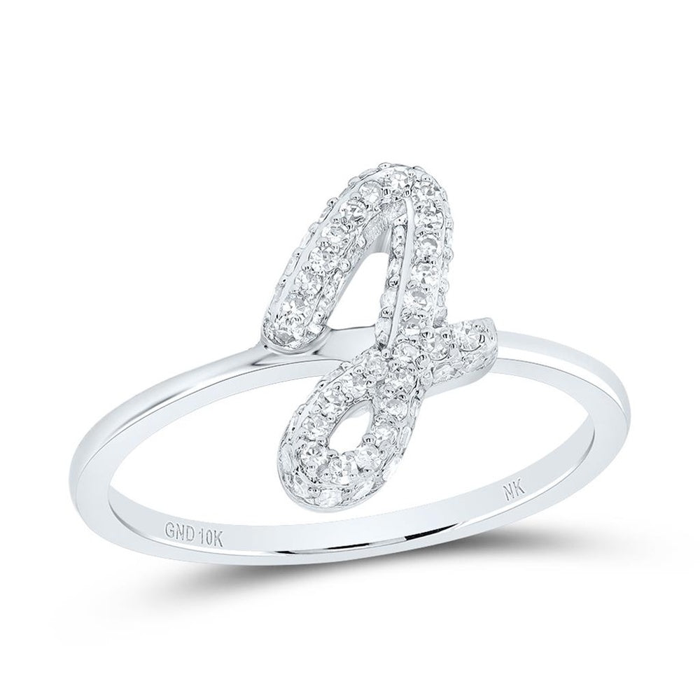 10K White Gold Diamond Initial J Ring - 1/4 Carat Total Diamond Weight