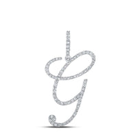 10K White Gold Diamond Initial L Pendant - 1/2 Carat Total Diamond Weight