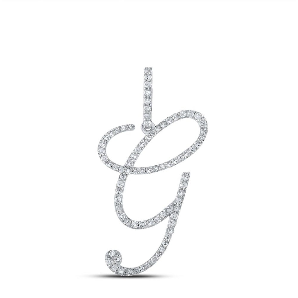 10K White Gold Diamond Initial L Pendant - 1/2 Carat Total Diamond Weight