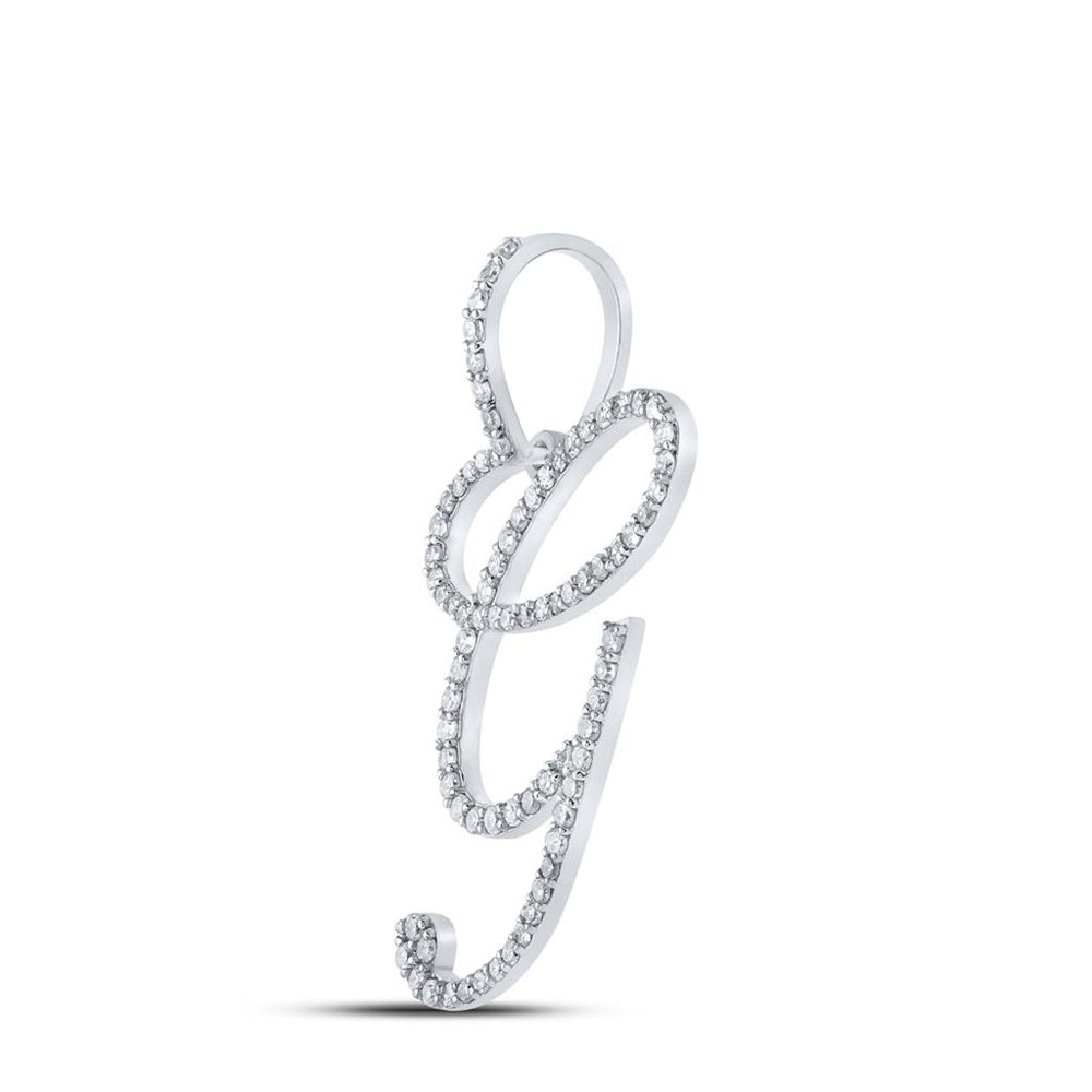 10K White Gold Diamond Initial L Pendant - 1/2 Carat Total Diamond Weight
