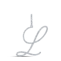10K White Gold Diamond Initial L Pendant - 1/2 Carat Total Diamond Weight