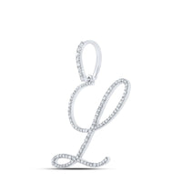 10K White Gold Diamond Initial L Pendant - 1/2 Carat Total Diamond Weight