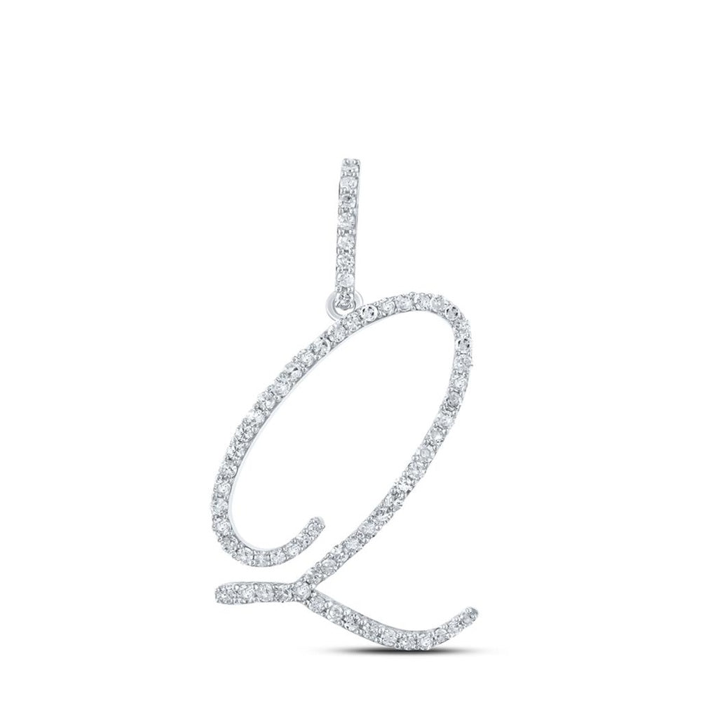 10K White Gold Diamond Initial L Pendant - 1/2 Carat Total Diamond Weight