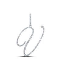 10K White Gold Diamond Initial L Pendant - 1/2 Carat Total Diamond Weight