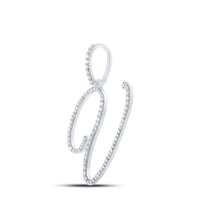 10K White Gold Diamond Initial L Pendant - 1/2 Carat Total Diamond Weight
