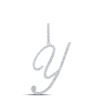 10K White Gold Diamond Initial L Pendant - 1/2 Carat Total Diamond Weight