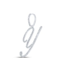 10K White Gold Diamond Initial L Pendant - 1/2 Carat Total Diamond Weight