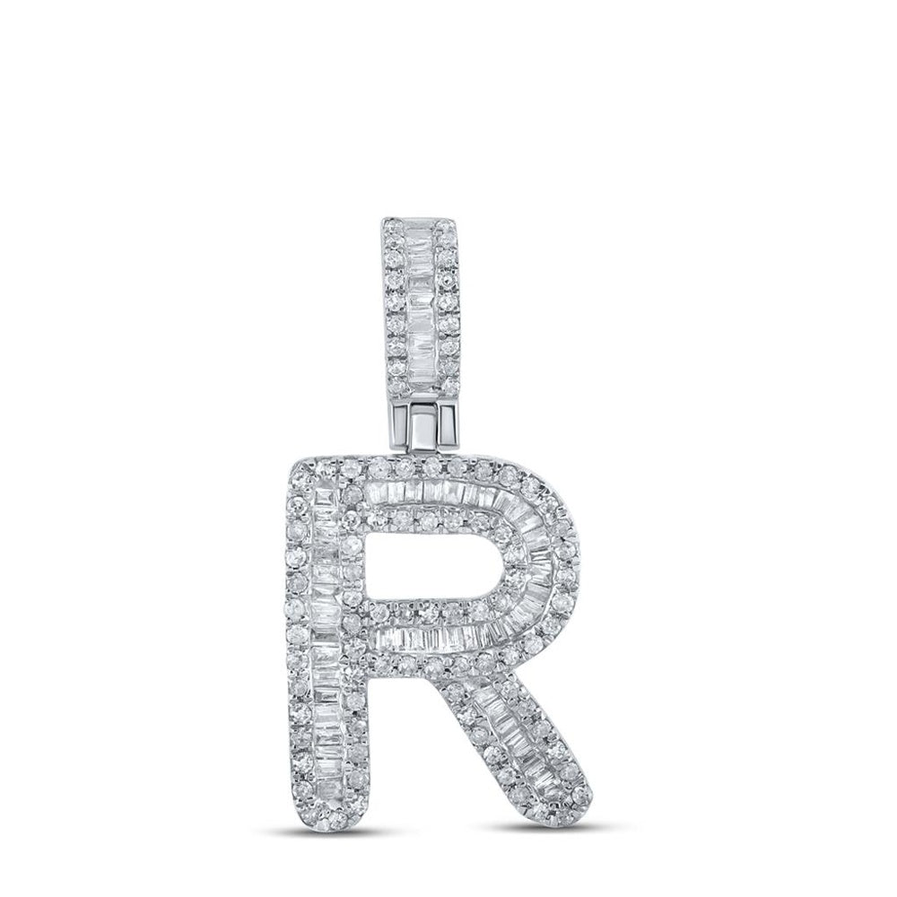 10K White Gold Diamond Initial L Pendant - 1/2 Carat Total Diamond Weight