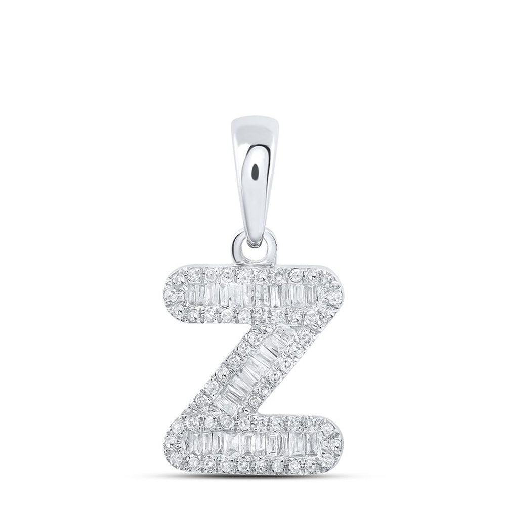 10K White Gold Diamond Initial L Pendant - 1/3 Carat Total Diamond Weight