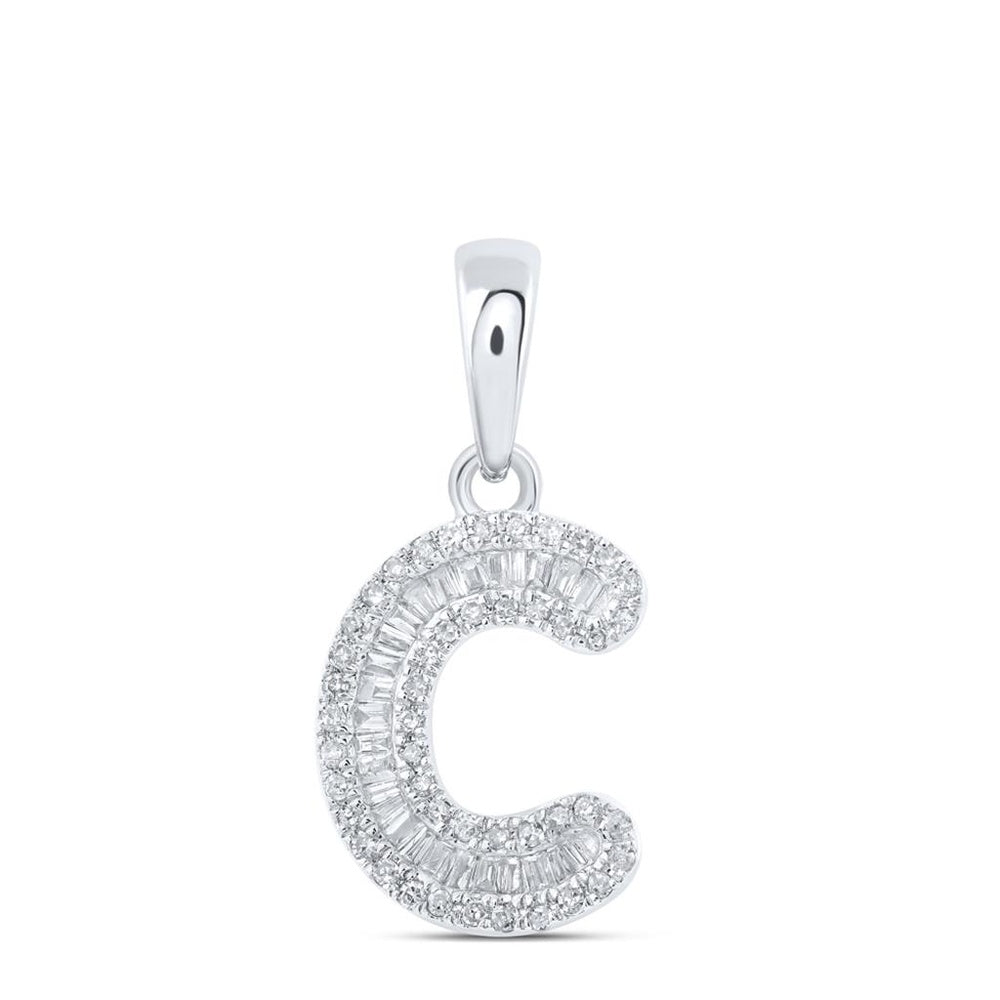 10K White Gold Diamond Initial L Pendant - 1/4 Carat Total Diamond Weight