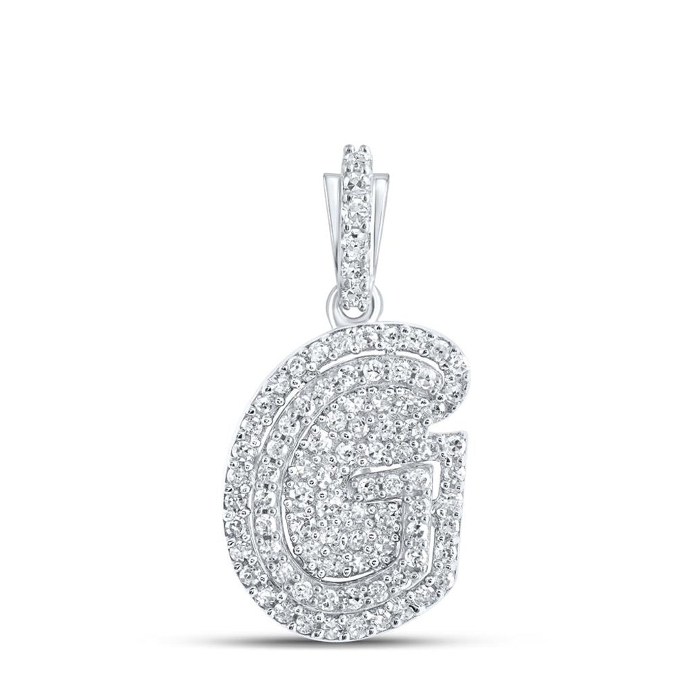 10K White Gold Diamond Initial L Pendant - 1/5 Carat Total Diamond Weight