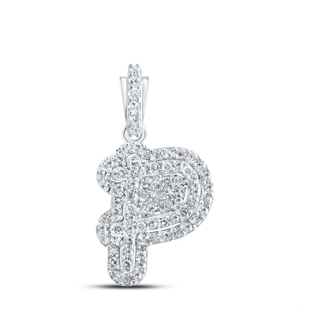 10K White Gold Diamond Initial L Pendant - 1/5 Carat Total Diamond Weight