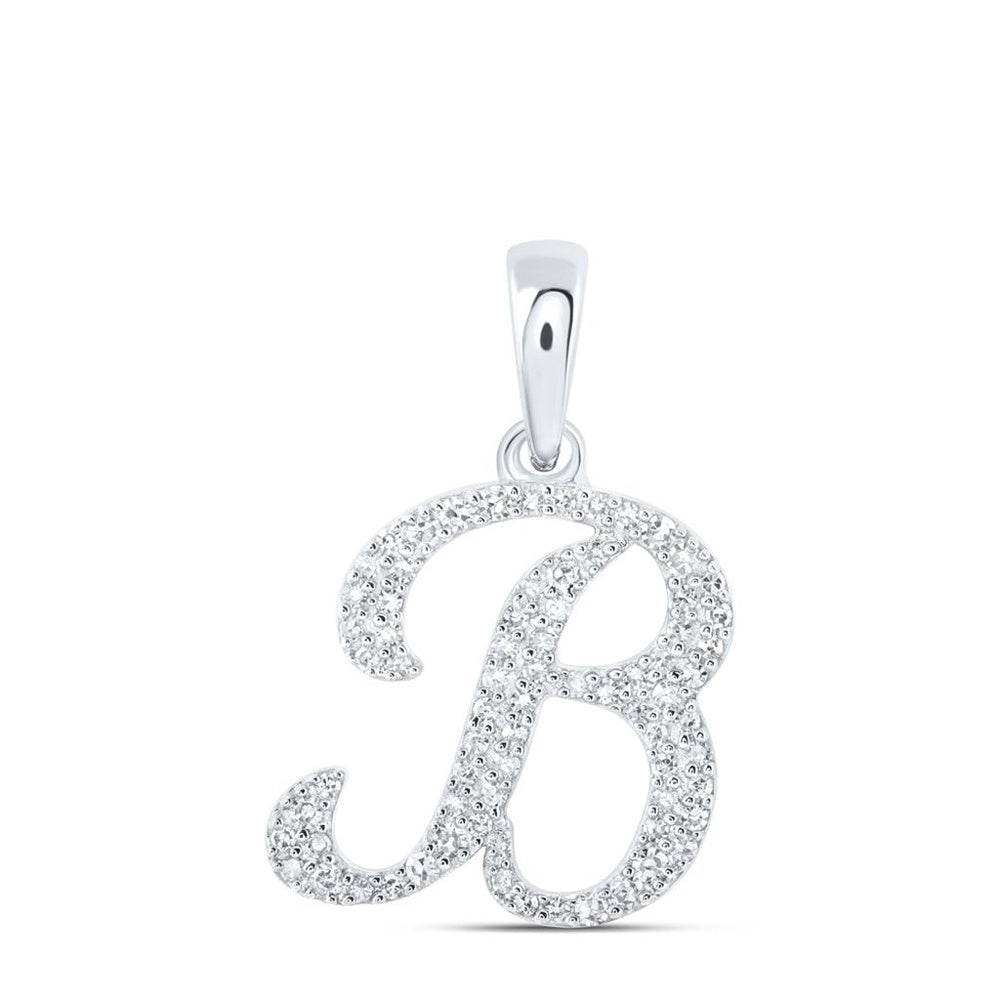 10K White Gold Diamond Initial L Pendant - 1/5 Carat Total Diamond Weight