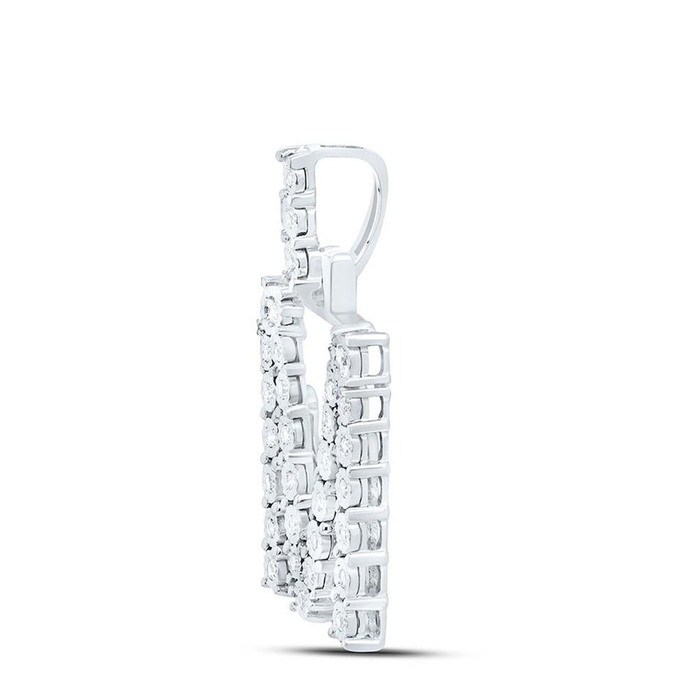 10K White Gold Diamond Initial L Pendant - 1/6 Carat Total Diamond Weight