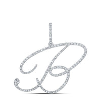 10K White Gold Diamond Initial L Pendant - 3/4 Carat Total Diamond Weight
