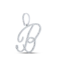 10K White Gold Diamond Initial L Pendant - 3/4 Carat Total Diamond Weight