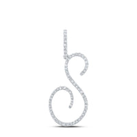 10K White Gold Diamond Initial L Pendant - 3/8 Carat Total Diamond Weight