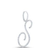 10K White Gold Diamond Initial L Pendant - 3/8 Carat Total Diamond Weight