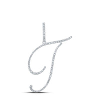 10K White Gold Diamond Initial L Pendant - 3/8 Carat Total Diamond Weight