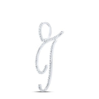 10K White Gold Diamond Initial L Pendant - 3/8 Carat Total Diamond Weight