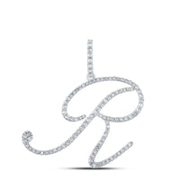 10K White Gold Diamond Initial L Pendant - 5/8 Carat Total Diamond Weight