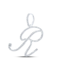 10K White Gold Diamond Initial L Pendant - 5/8 Carat Total Diamond Weight