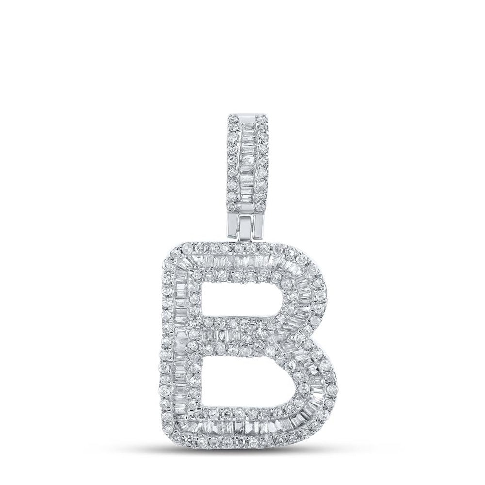 10K White Gold Diamond Initial L Pendant - 5/8 Carat Total Diamond Weight