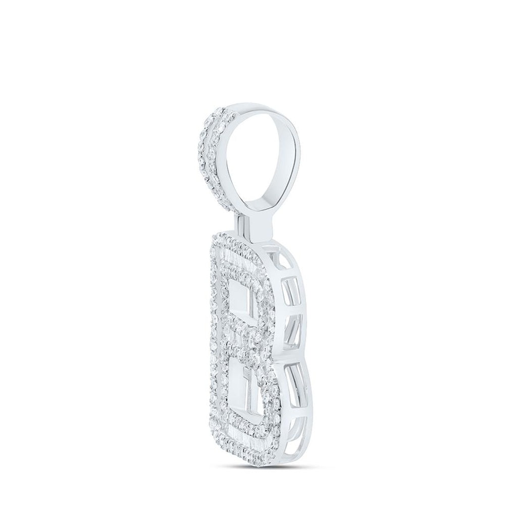 10K White Gold Diamond Initial L Pendant - 5/8 Carat Total Diamond Weight