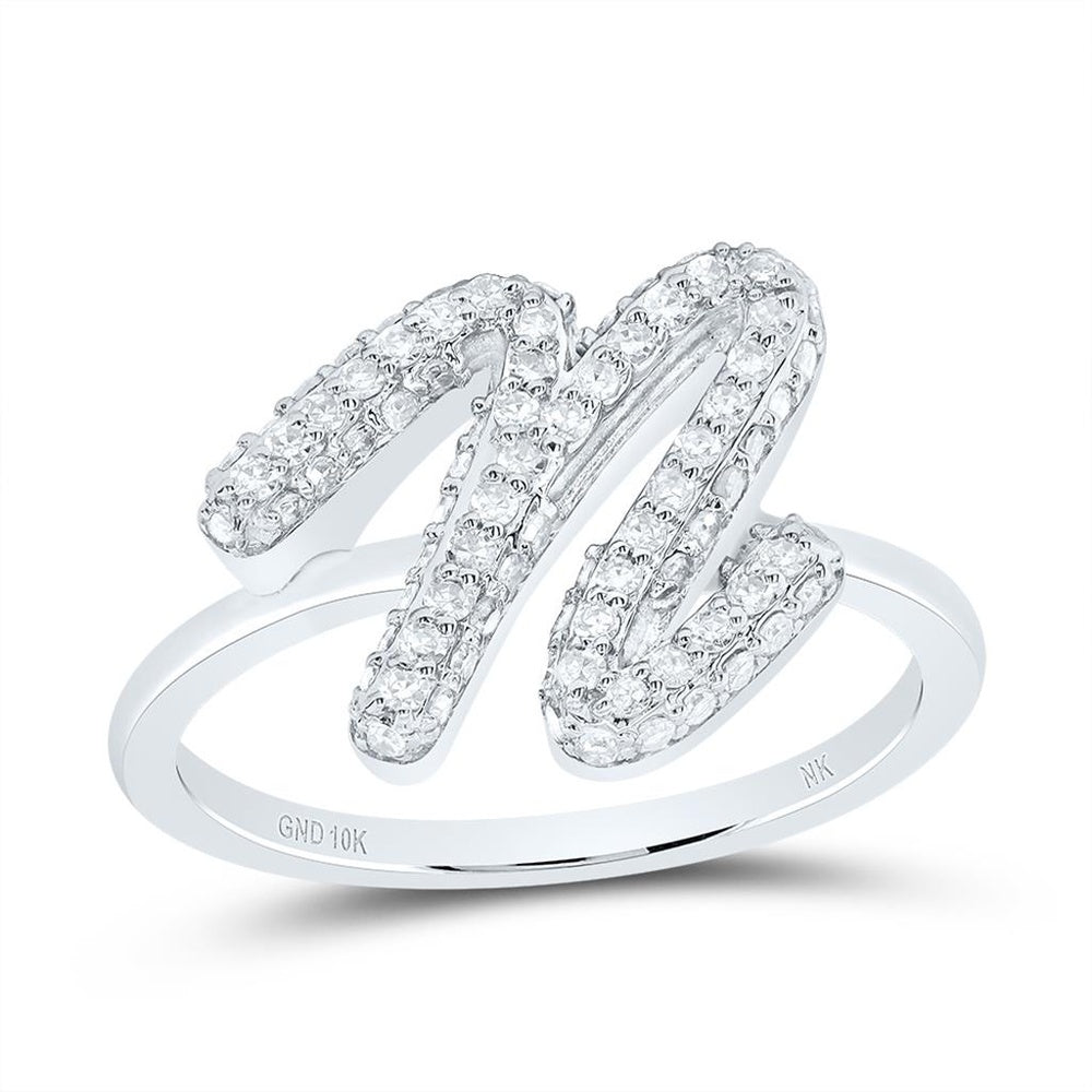 10K White Gold Diamond Initial N Ring - 1/2 Carat Total Diamond Weight