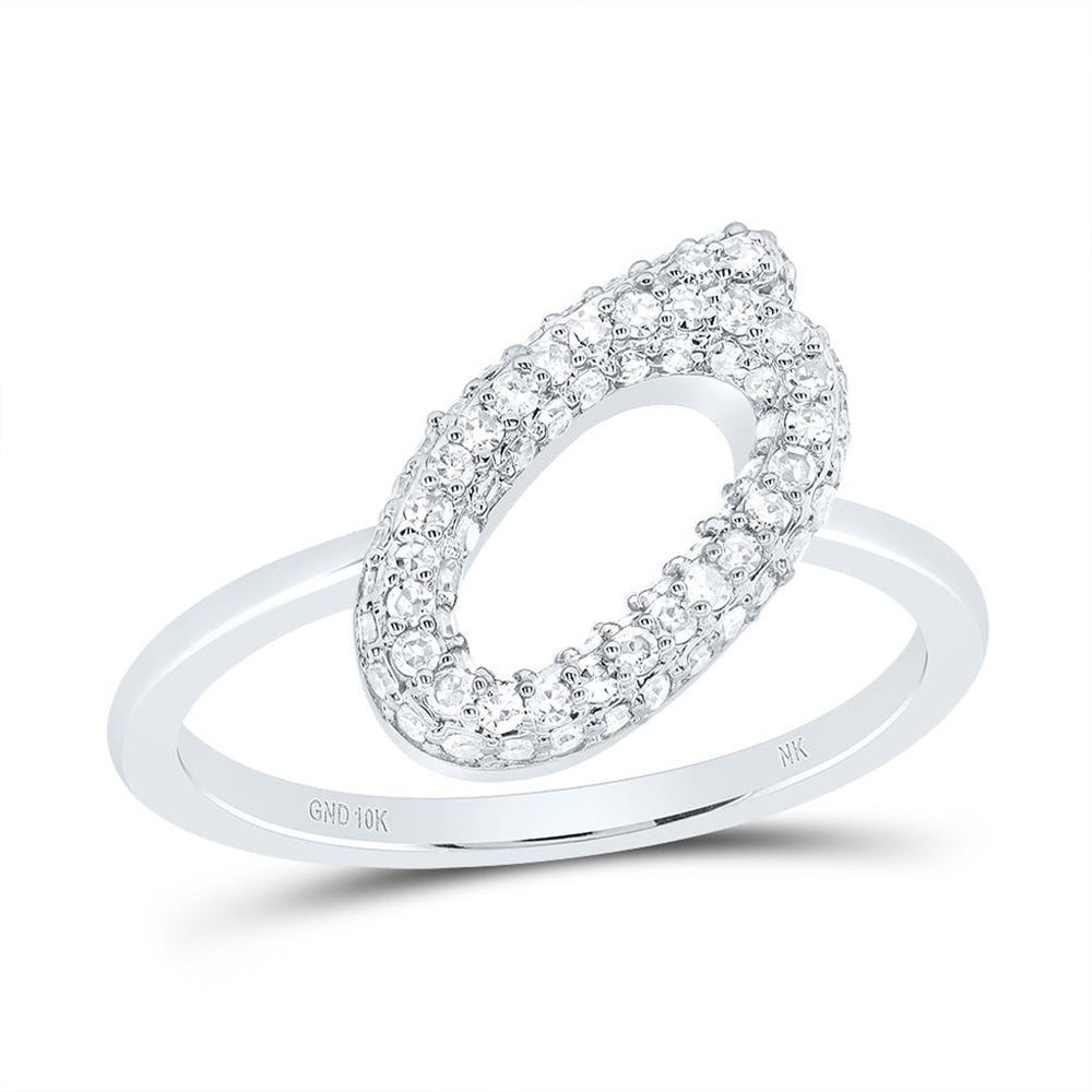 10K White Gold Diamond Initial O Ring - 3/8 Carat Total Diamond Weight
