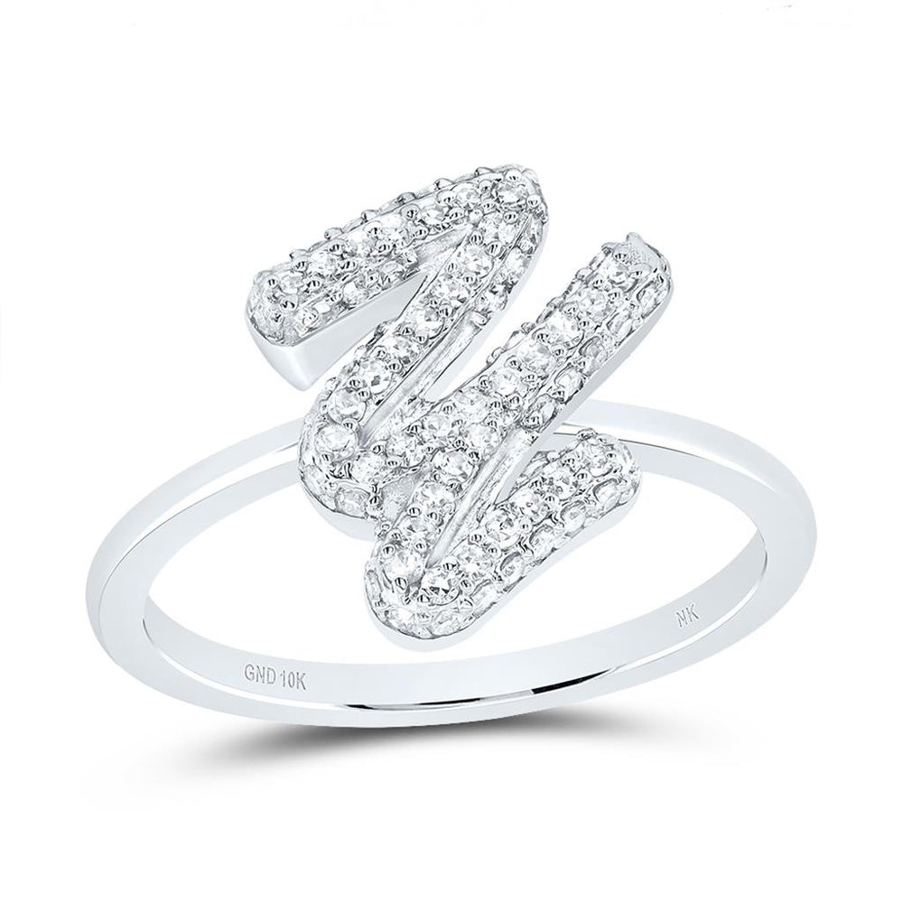 10K White Gold Diamond Initial Y Ring - 3/8 Carat Total Diamond Weight