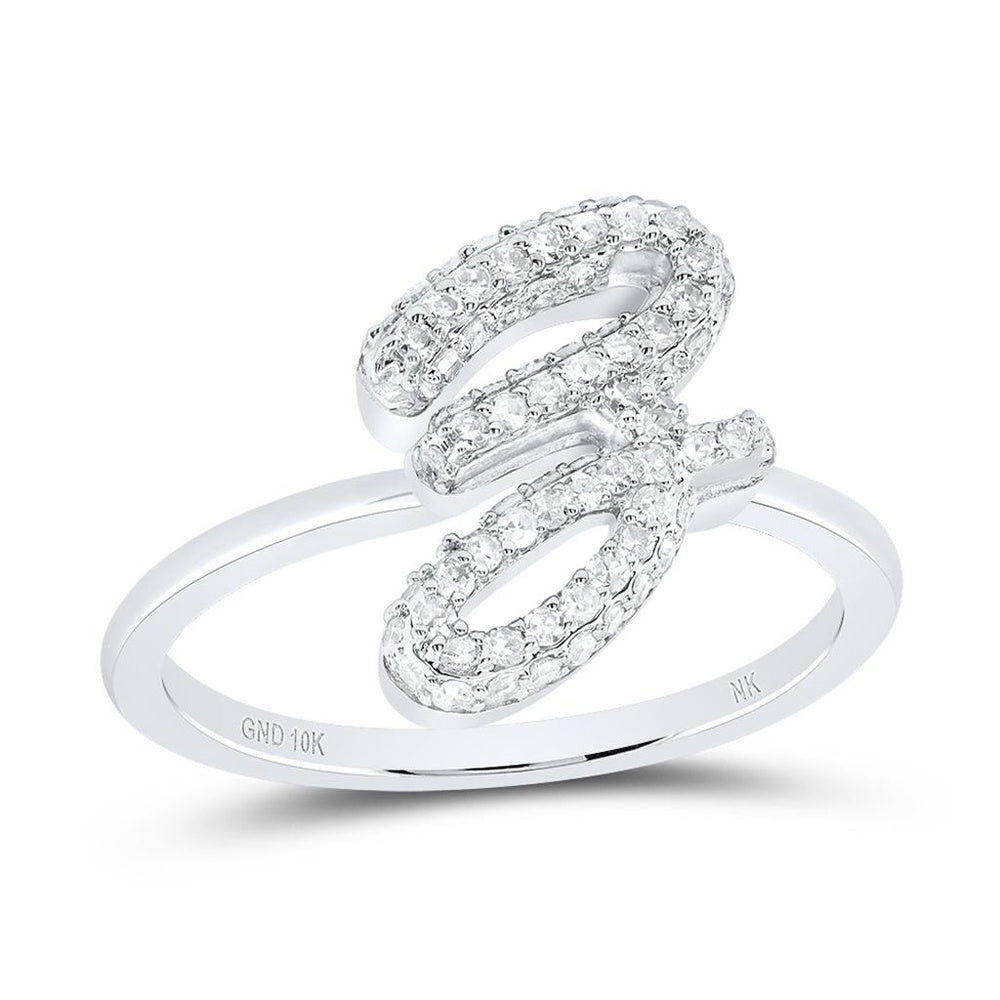 10K White Gold Diamond Initial Z Ring - 3/8 Carat Total Diamond Weight