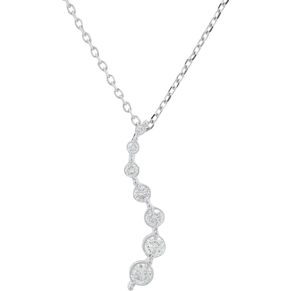 10K White Gold Diamond Journey Pendant - 0.25 Carats Total Diamond Weight